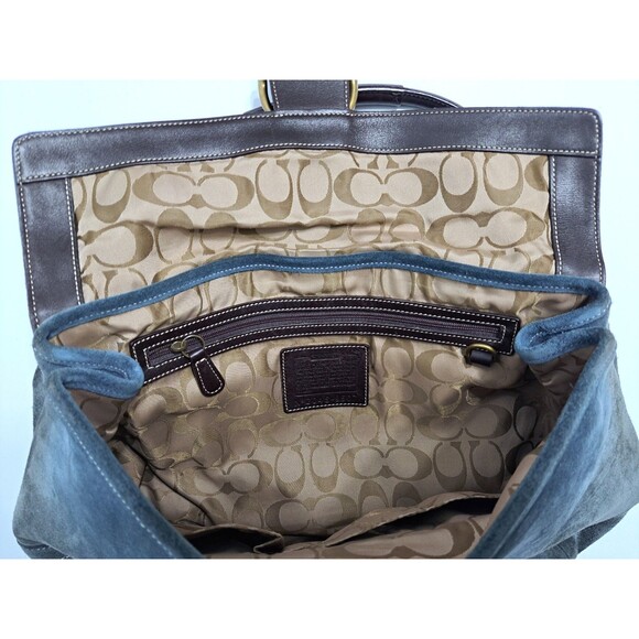Vintage Coach Blue Suede Soho-Hampton Satchel 9507 Hobo Bag Purse Leather - Picture 9 of 12